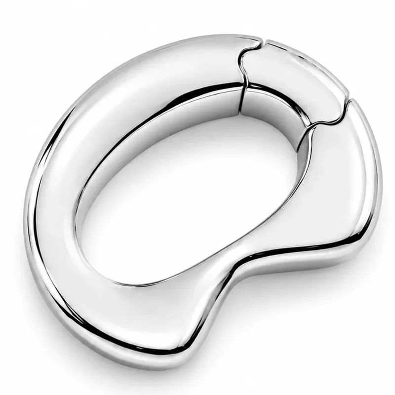 Stainless steel penis lock bondage cock Ring Heavy Duty male metal Ball Stretcher Scrotum Delay ejaculation BDSM Sex Toy for men