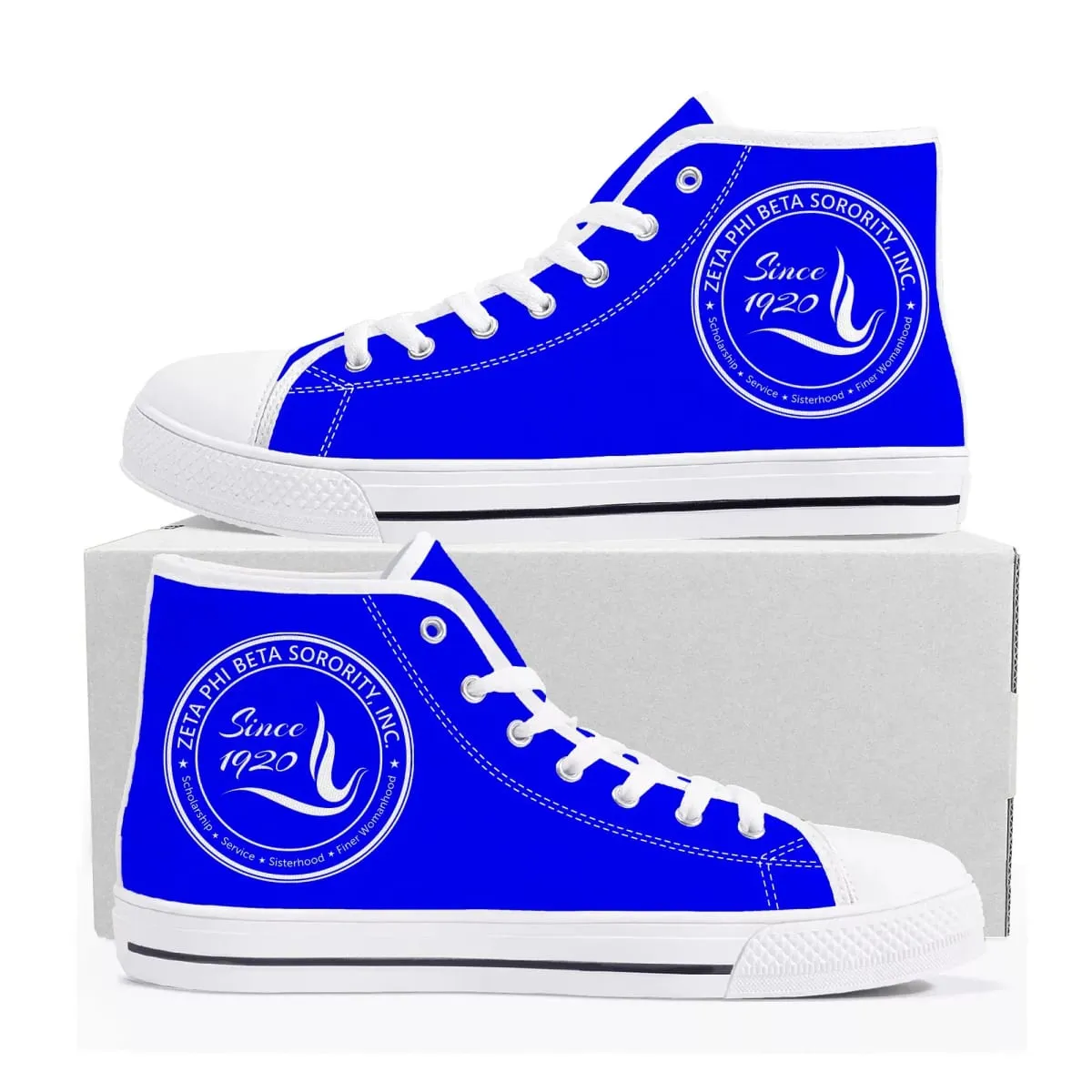 zeta Sorority ZPB 1920 High Top Sneakers phi beta Mens Womens Teenager Canvas Sneaker Casual Custom Made Shoes Customize Shoe — image 4