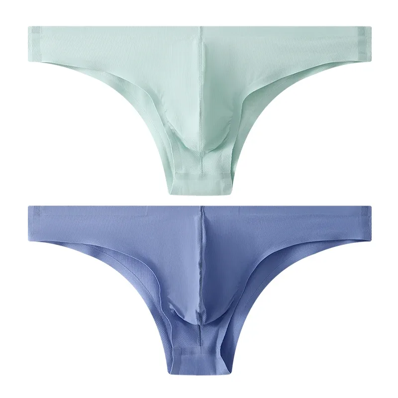 Intimo da uomo a triangolo piccolo a mezza anca a vita bassa sexy da uomo giovane slip senza cuciture in seta di ghiaccio mutandine estive leggere e traspiranti — image 28
