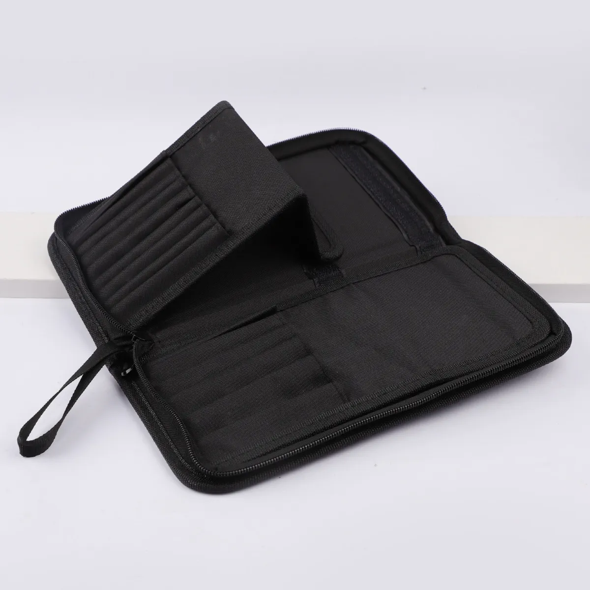 Large Black Foldable Makeup Bag 14-40 Hole Storage Organizer for Beauty Brushes Cosmetic Pouch with Handles — image 3