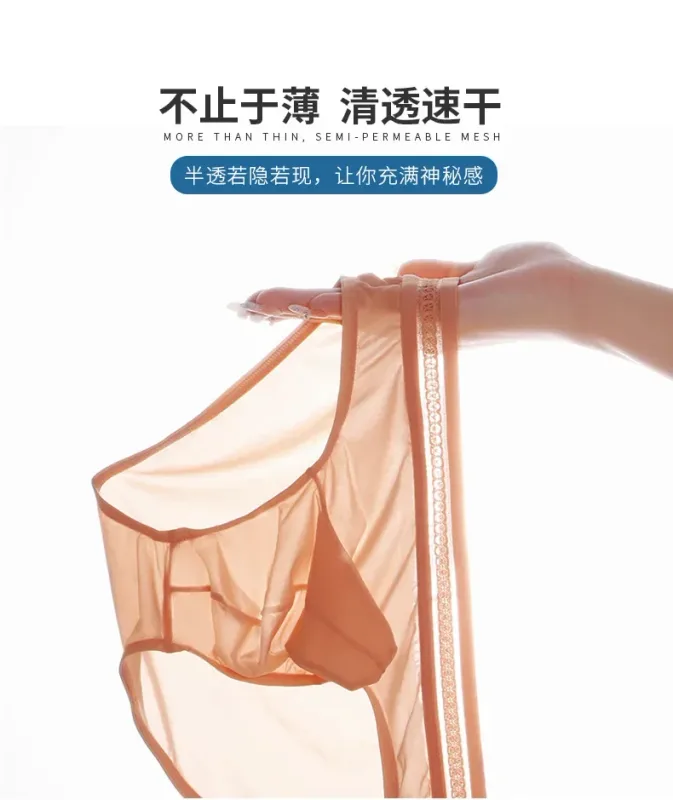 1/3PCS Men's Ice Silk Briefs Ultra-thin Quick Dry High Elastic Lace Waistband Panties Sexy Seamless Breathable Bikini Underwear — image 15