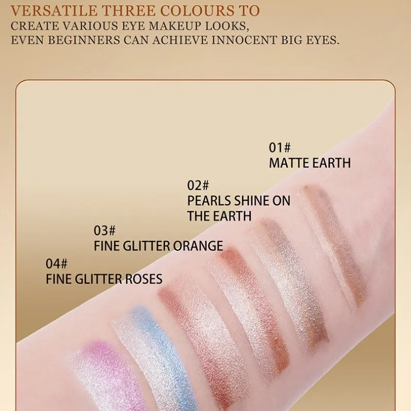 3 Color Matte Pearlescent Eye Shadow Stick Waterproof Durable Gloss Smoked Eye Makeup Cosmetics Long-Lasting Eye Shadow Stick