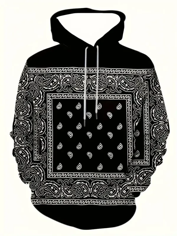 Sudadera con capucha con estampado de anacardo creativo para hombre, sudadera con capucha informal de diseño plano para hombre, sudadera con bolsillo tipo canguro — image 11