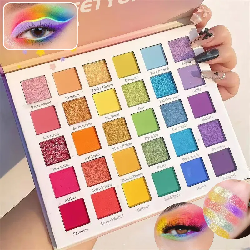 30 Color Eye Shadow Palette Rainbow Coral Pearl Glitter Matte Sequins Shimmer High Pigment Eye Shadow Party & Dance Show Makeup — image 2