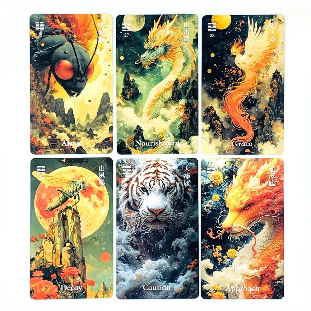 New Oracle Dragon Deck A 64 Divination Cards With Traditional Hexagrams & Mystical Animal Art Spiritual Guidance & Collectors