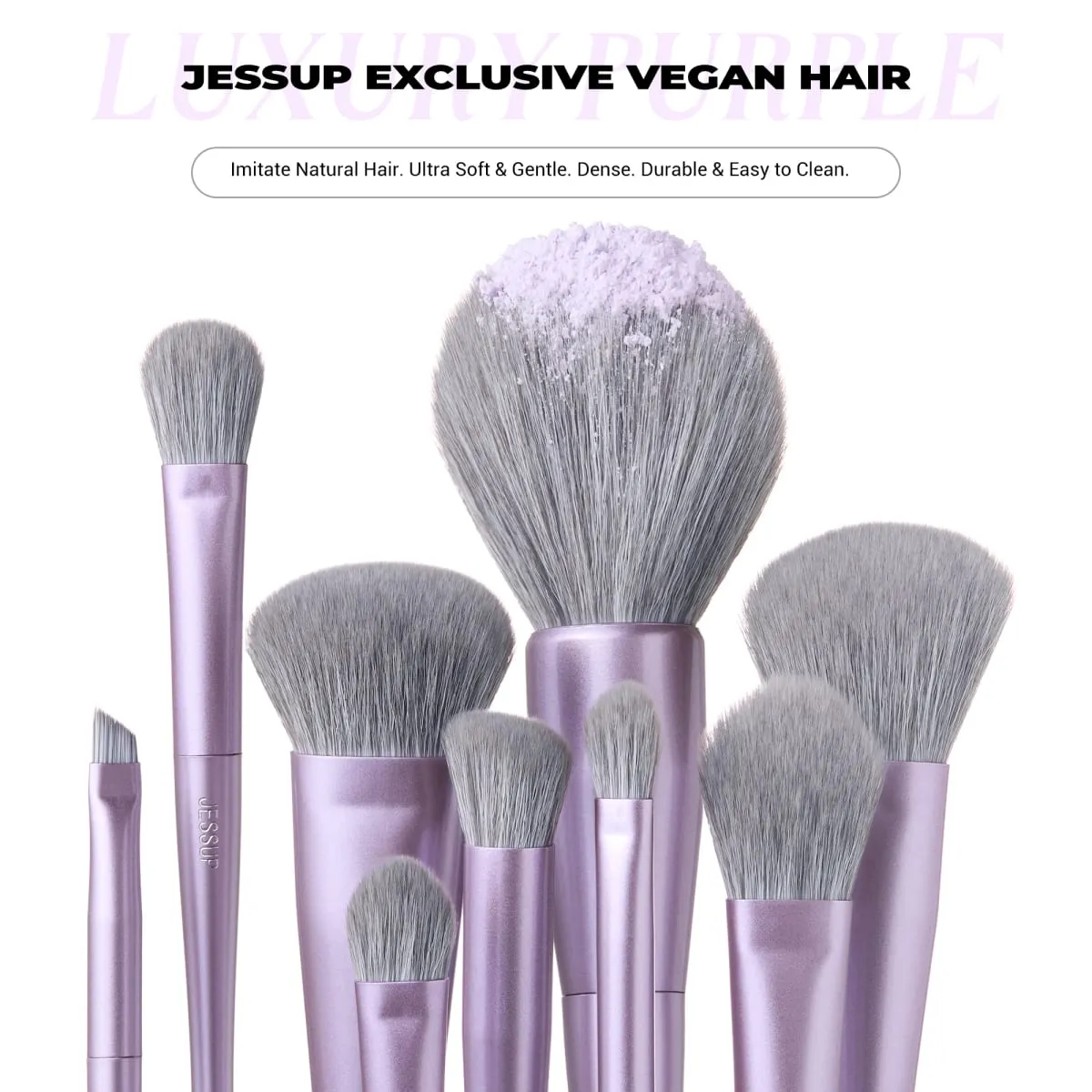 Jessup Makeup Brushes Set 14pcs Professional Vegan Foundation Eyeshadow Contour Powder Blending Brush Kit Luxury Purple T512
