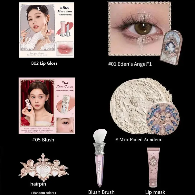 Flower Know Little Angel Collection Makeup Gift Box Eyeshadow Blush Cream Matte Lipstick Highlighter Full Kit All In One