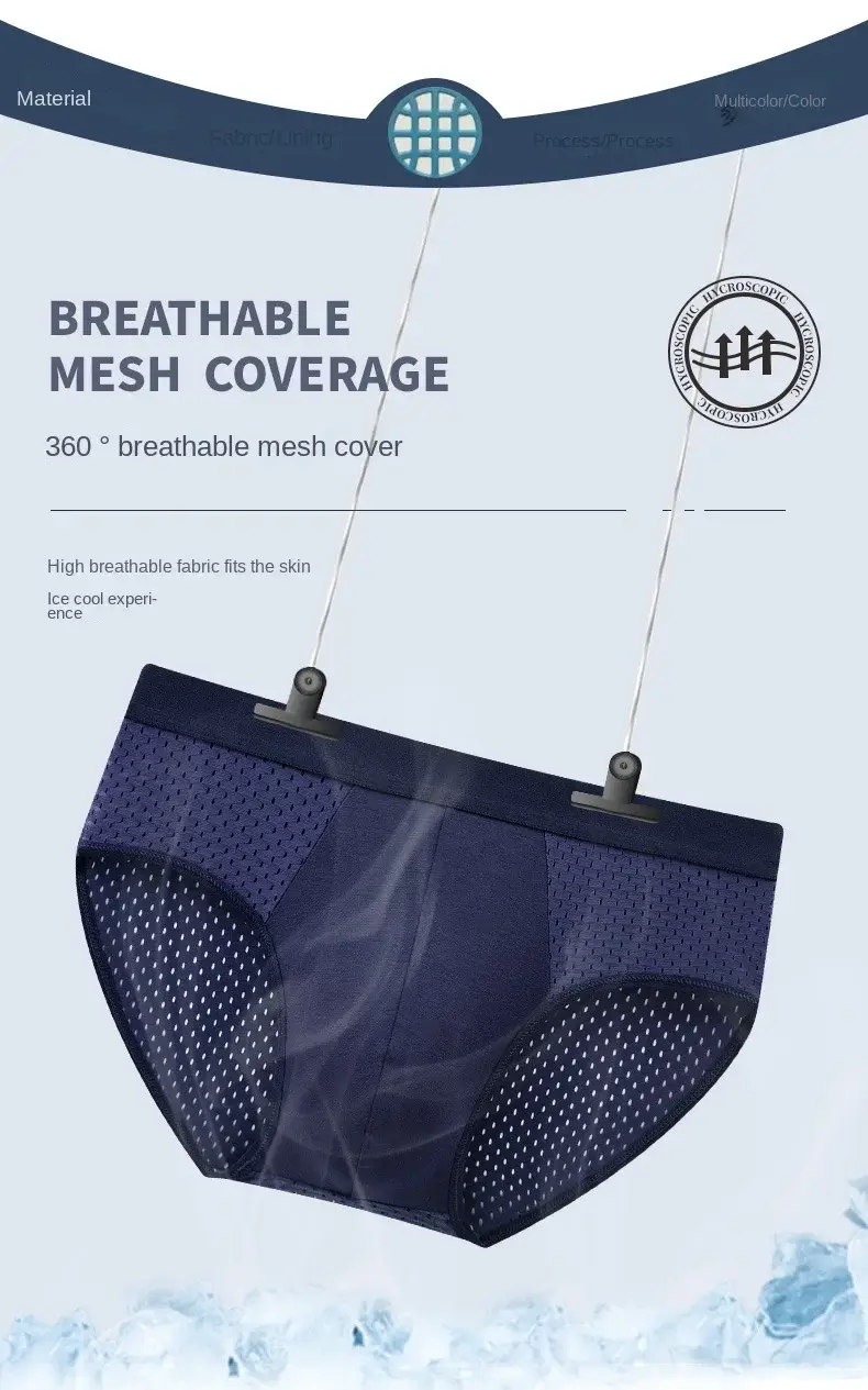 Solide Männer Sommer Eis Seide Unterwäsche Boxershorts Slips Atmungsaktive Unterwäsche Bambus Carbon Faser Anti-Bakterielle Hohl Höschen