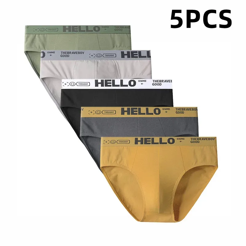 5Pairs/Men's Underwear Pure Cotton Men's Triangle Shorts Sexy Boxer Breathable Men's High Stretch 3D Underwear Men Plus L-5XL