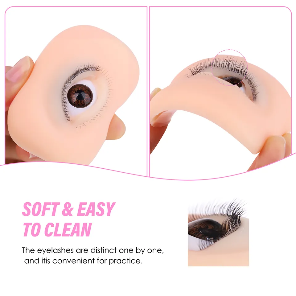 3 Layers Lashes Reusable Mannequin Eyes Eyelash Extension Eyes Model Doll Face Head Training Simulated Silicone Eye Makeup Tools