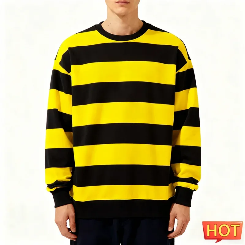 Simple Striped Graphic Sweatshirts For Men Fashion Trendy Long Sleeve 3D Printed Ugly Sweatshirt Casual Oversized Pullovers Tops