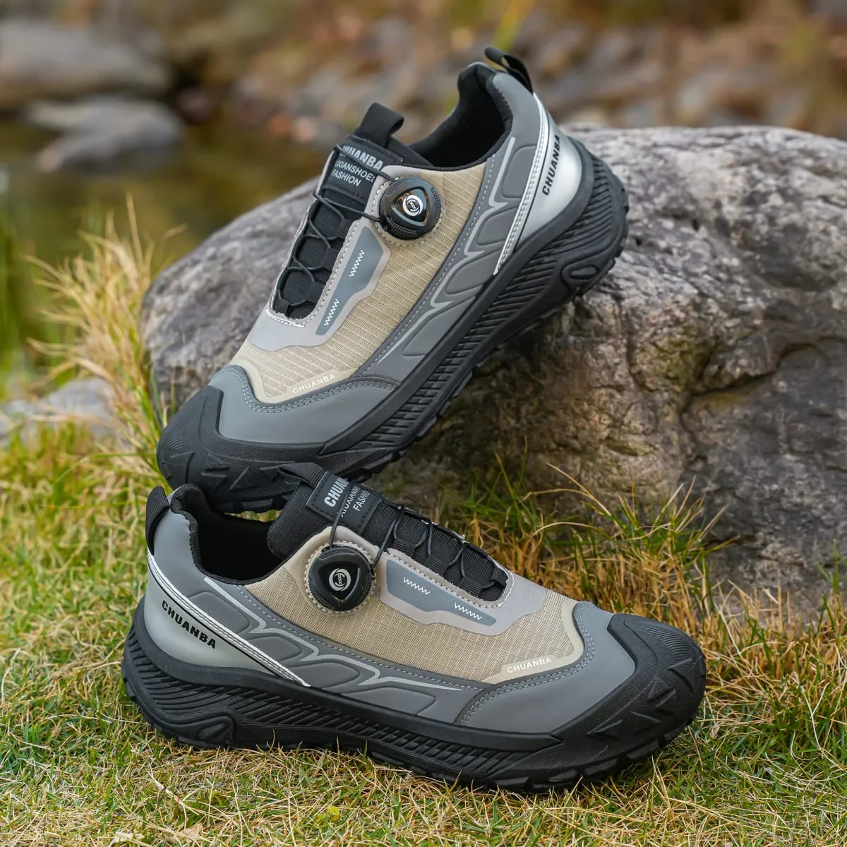 Men's Lightweight Casual Shoes Outdoor Running Shoes in Black Grey Khaki Sizes 39-48 PU Material with Canvas — image 4
