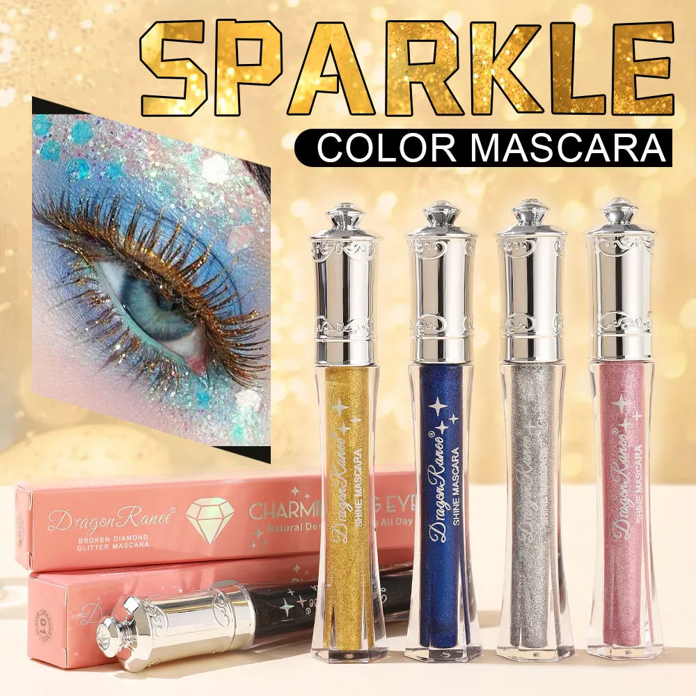Máscara de pestañas colorida con diamante brillante, máscara resistente al agua con purpurina azul, extensión de pestañas de belleza, maquillaje de ojos brillante de secado rápido