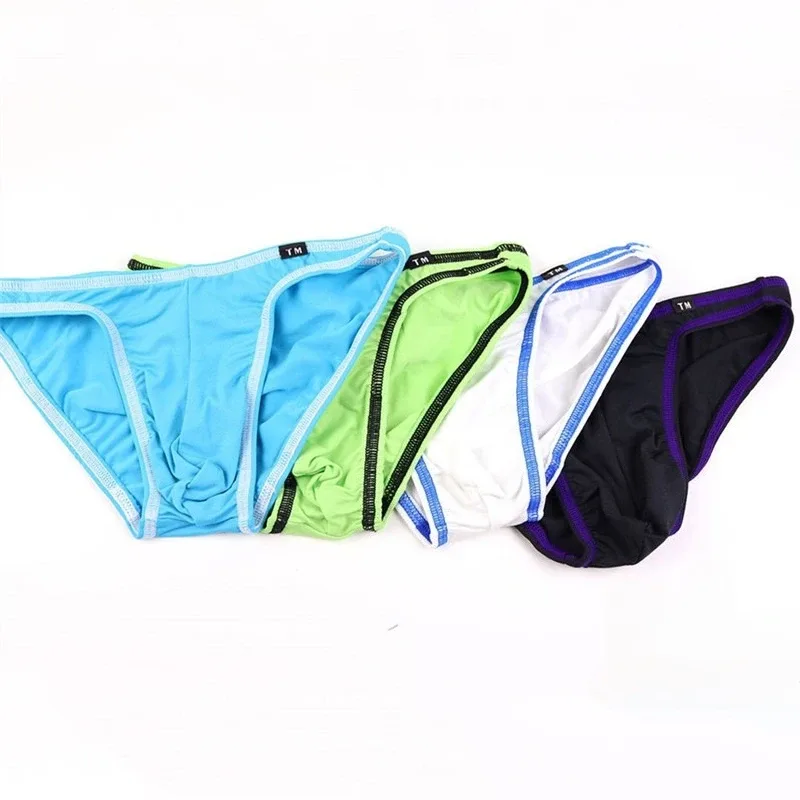 Sexy Male Big Pouch Briefs Contrast Color Binding Edge Low Waist Silky Smooth Candy‑colored Men Daily Intimate Underwear Panties — image 16