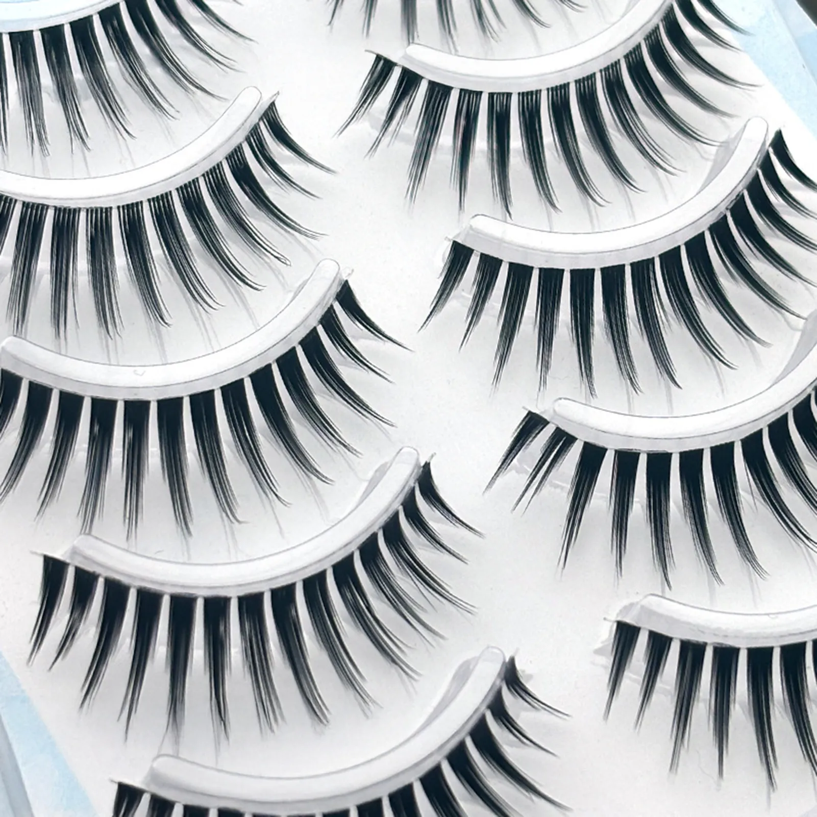 5pair Korean Style Manga False Eyelashes Natural Spiky Wispy Thick Eyelash Extension For Beauty Eye Cosplay Diy Makeup Tools