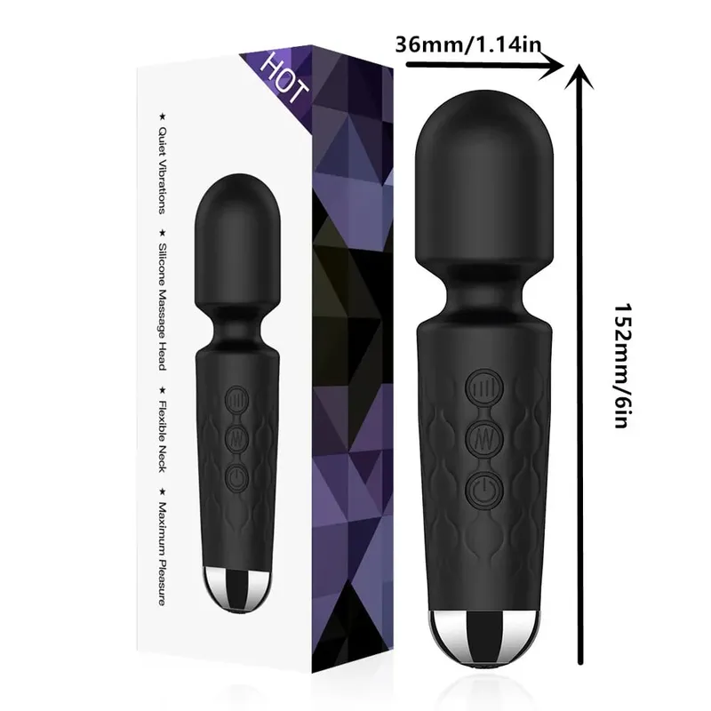 20 Speeds Magic Wand Vibrator G-Spot Klitoral Stimulator Genopladelig Vandtæt Massager Sexlegetøj til Kvinder