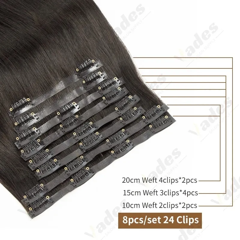 Invisible Thick PU Clip in Hair Extensions Real Human Hair Straight Remy Hair Clip in Hair Extensions 7pcs for Women Daily Use — image 9
