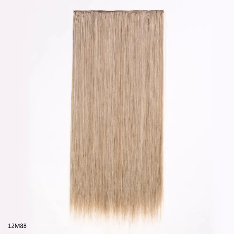 Hairpiece 5-Clips One Piece Clip-In Hair Extension Long Straight Hair Voluminous Natural Soft Synthetic Hair for Women Daily Use