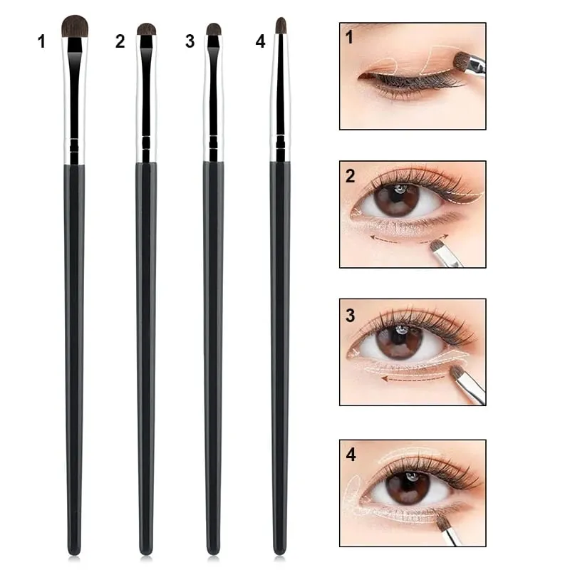 4pcs small eyeshadow brush Detail Makeup Brush Pony Hair Eye Makeup Eyeliner Brush Fine Smudge Concealer Portable Set — image 2