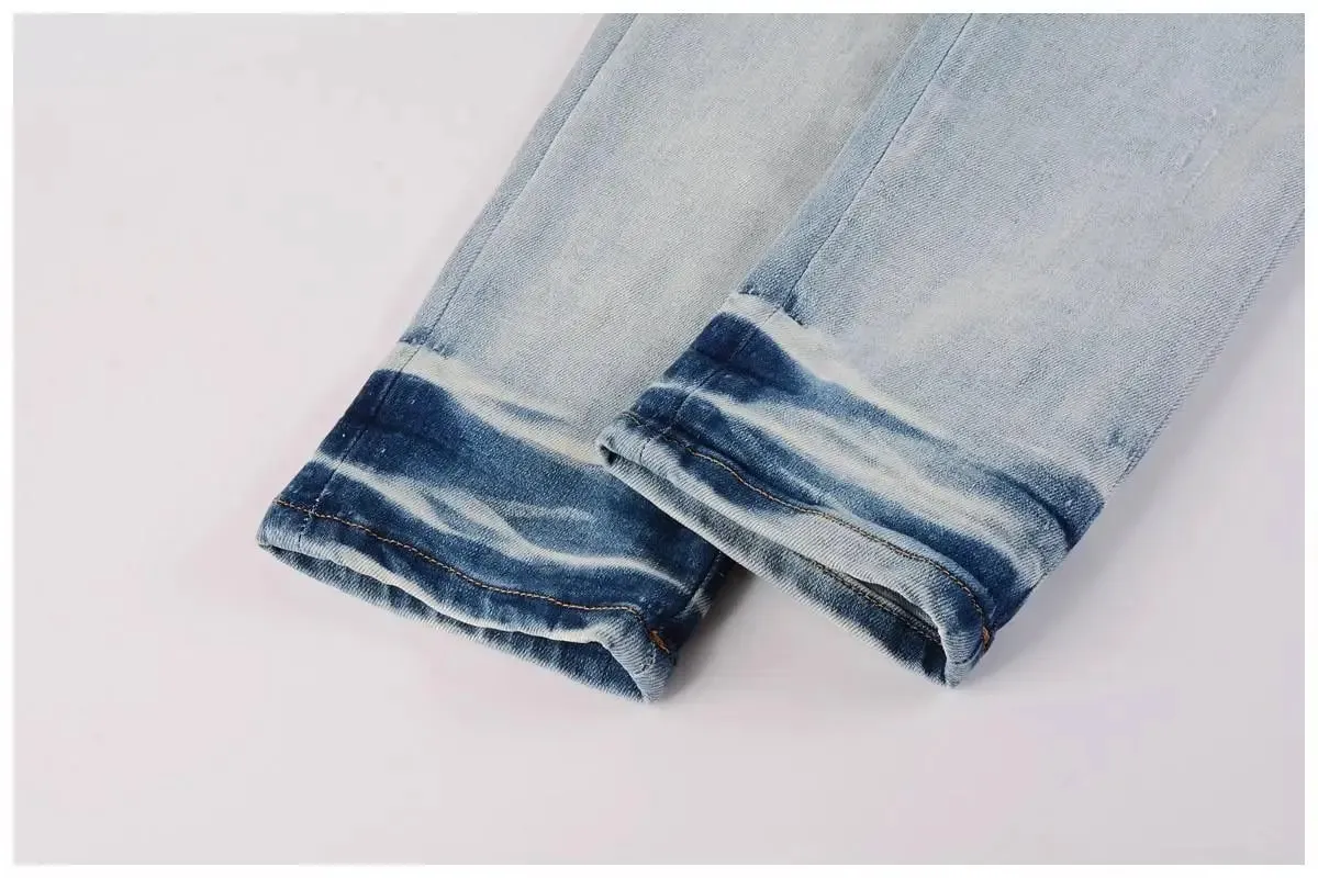 American Street Hip-hop Trend Ripped Hole High Street Small Foot Slim fit Tight Fitting Men's Jeans — image 7