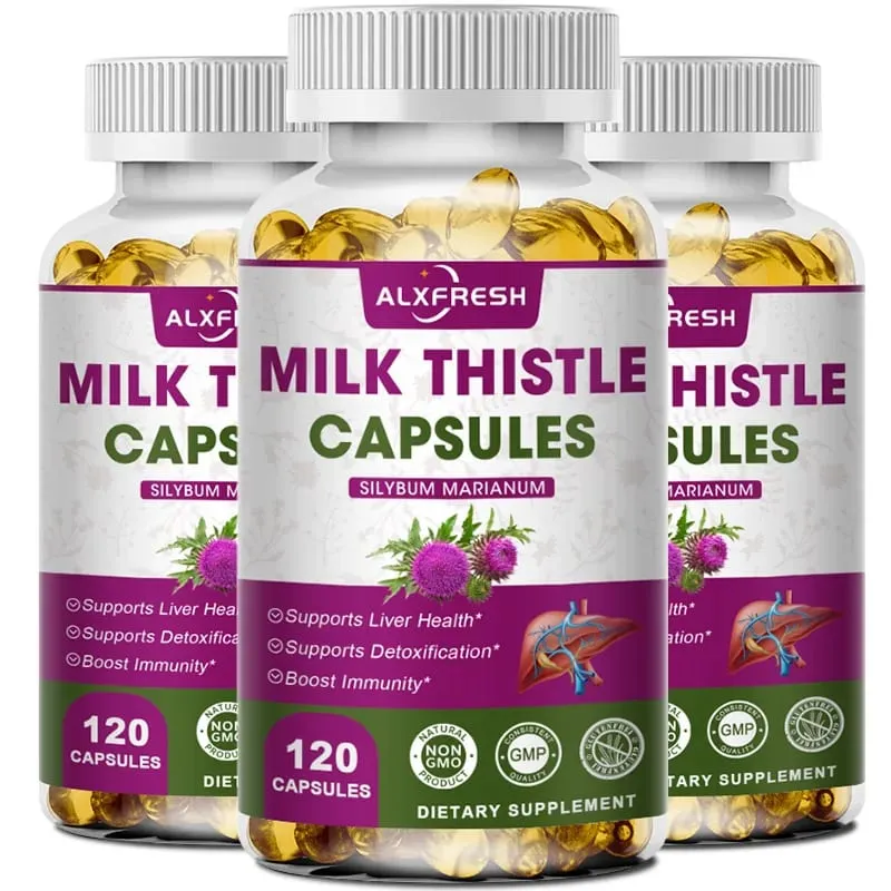 Extrait de chardon-Marie biologique, capsule de 1000 mg et pissenlit, pour une détox antioxydante, soutient la fonction de santé du foie, supplément à base de plantes — image 2