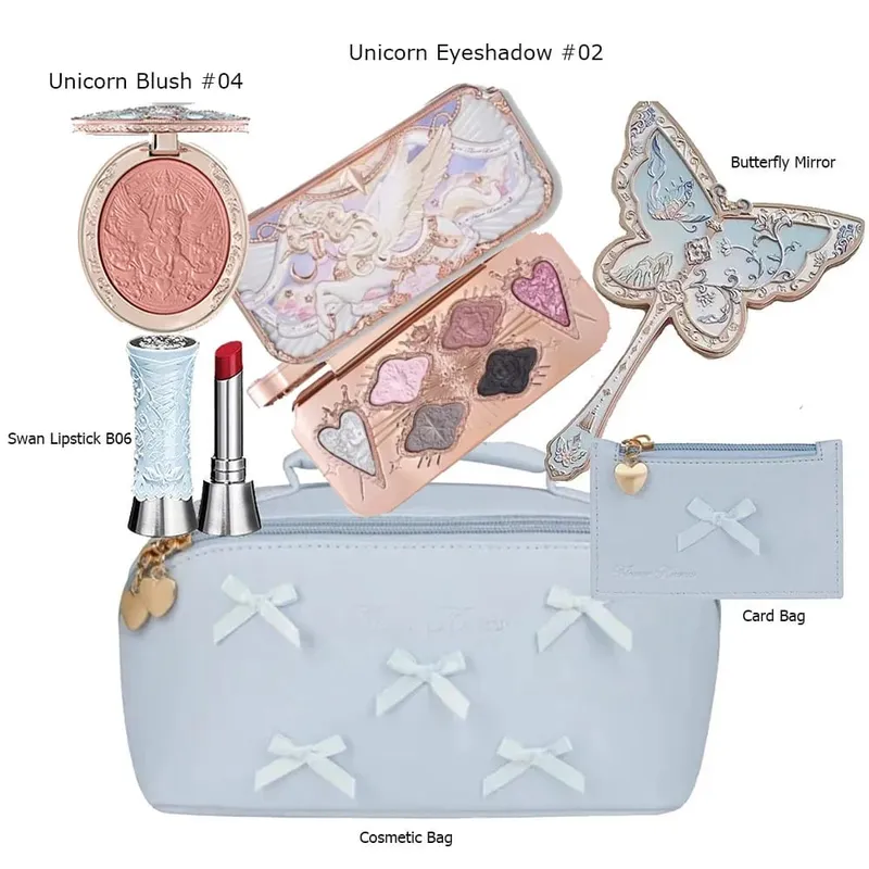 Flowerknows All In One Mackup Set Confezione regalo Flower Knows Glitter Eye Shadow Palette Fard Rossetto lucido a lunga tenuta con borsa — image 8