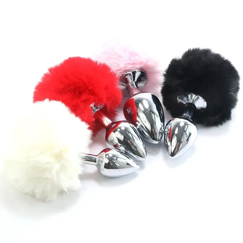 Metal Plush Rabbit Tail Anal Plug Butt Plug Prostate Massager Rabbit Ear BDSM Cosplay Erotic Sex Toys for Women Adults Sex Game — image 2
