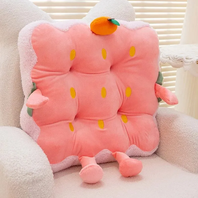 40cm Cute Strawberry Seat Cushion Fruit Pink Strawberry Soft Plush Stuffed Chair Mat For Office Sofa Living Room Home Couch — image 2