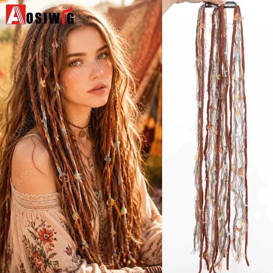 Colorful Rope Braided Hair Clip In Extensions Black Natural Hair Dreadlock Hair Pieces Bohemian Hair Accessories For Women Daily — image 1