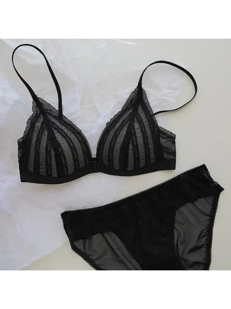 Push Up Bra for Small Breasts - Front Close Lace Bralette Wireless Demi Triangle Cup Sexy Underwear Thin Demi Cup Small Chest — image 4