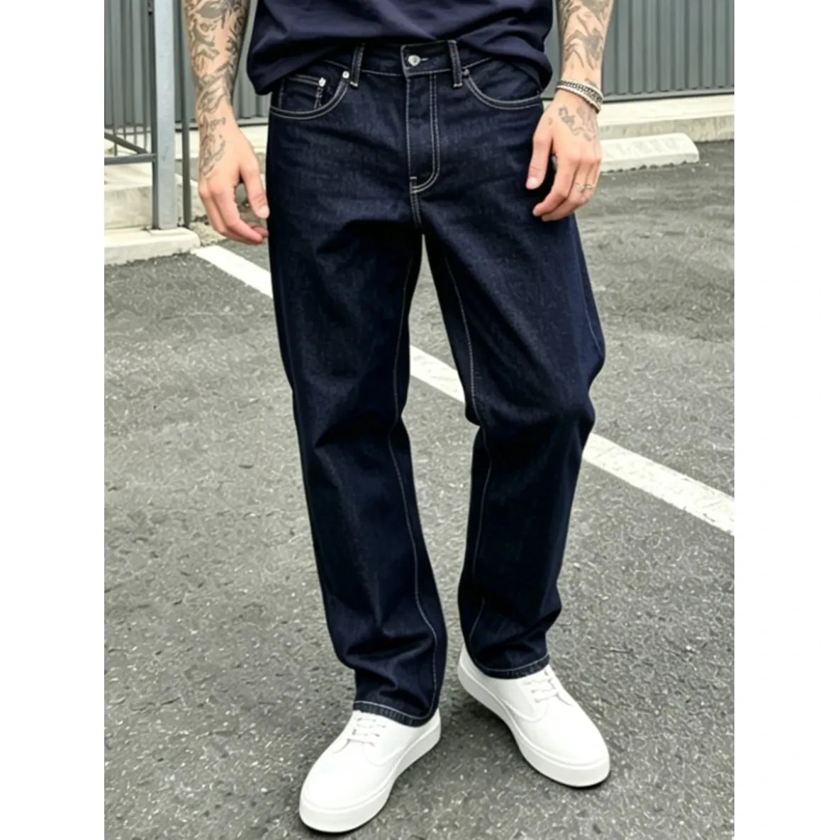 Classic Men Jeans Pure Color Stretch Skinny Man Pants Comfort Denim Straight Fit Minimalist Street High Quality — image 2