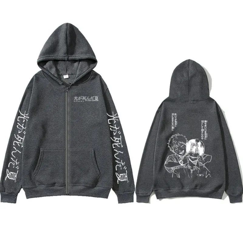 Anime The Summer Hikaru Died Zipper Hoodies Hikaru Yoshiki Manga Zip Up Hooded Sweatshirts Men Long Sleeves Hoodie Jackets Coats — image 4