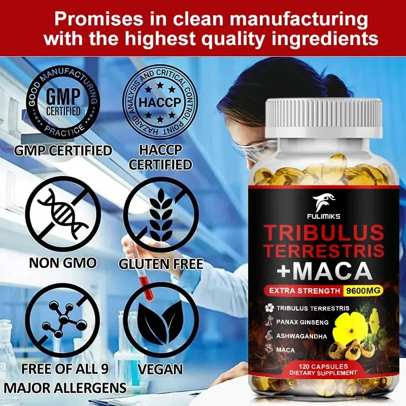 Tribulus Terrestris + Maca Capsules 9600MG with Ginseng & Ashwagandha Supports Energy Stamina & Muscle Performance — image 5