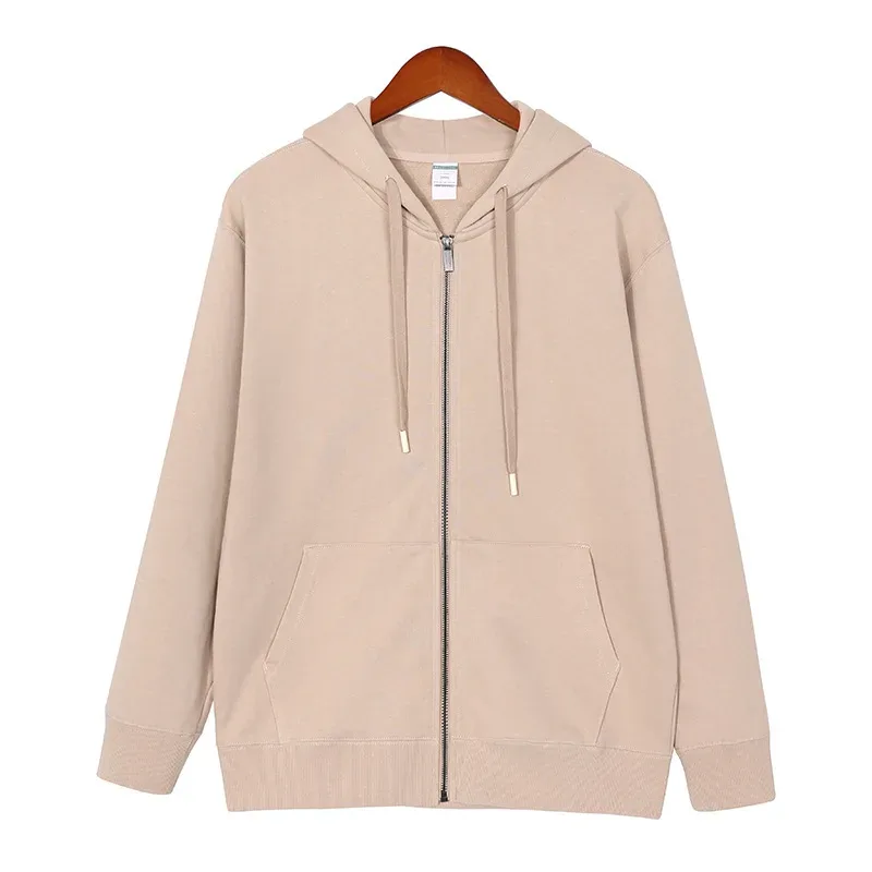2026 autumn and winter new men's hooded zipper sweater solid color — image 2
