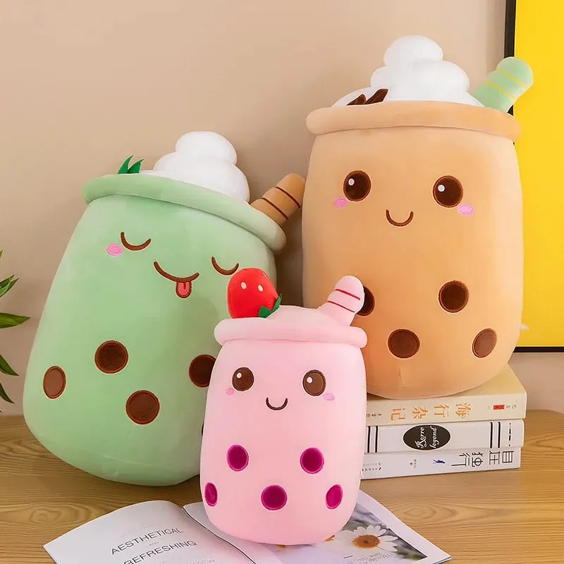 Cute Stuffed Boba Plush Bubble Tea Food Milk Cup Plushie Pillow Soft Kawaii Hugging Plush Toys Gifts for Kids