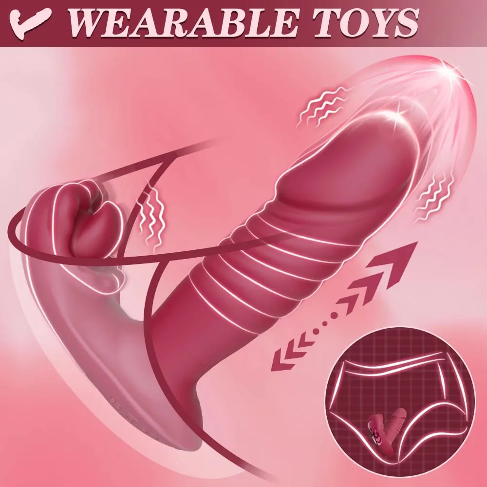 Thrusting Dildo Wearable Vibrator Sex Toys for Women - Vibrating Panties Egg APP Remote Control G Spot Clitoral Tongue Vibrators — image 2