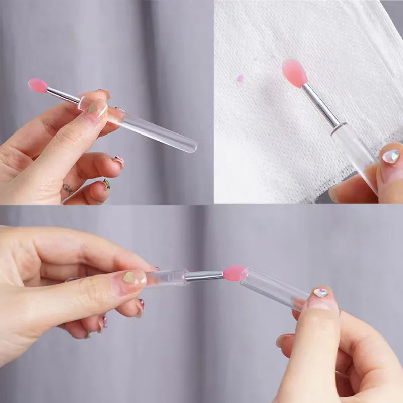 Silicone Lip Mask Brushes (Transparent/Pink)- Portable Lip Scrub Applicator Soft Silicone Tip for Lip Balm/Lip Mask — image 5