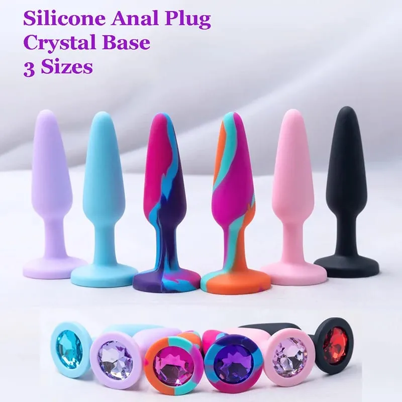 Silicone Anal Plug for Woman 3 Sizes Butt Plug Crystal Base Sex Toys Anal Toys Sex Stopper Adult Toys Anal Trainer for Couples — image 2