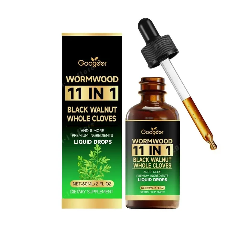 Wormwood 11 in 1 Liquid Drops - Black Walnut & Whole Cloves with Berberine Turmeric for Gut Health & Digestive Support 60ml