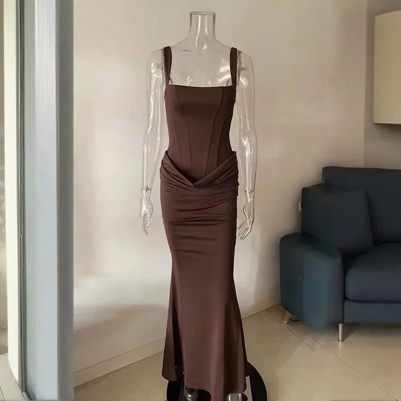 Μαξί φόρεμα Typhaland Slim Πλισέ Γυναικείο Αμάνικο σέξι βραδινό φόρεμα για πάρτι Καλοκαίρι 2026 Μοντέρνα γυναικεία ρούχα