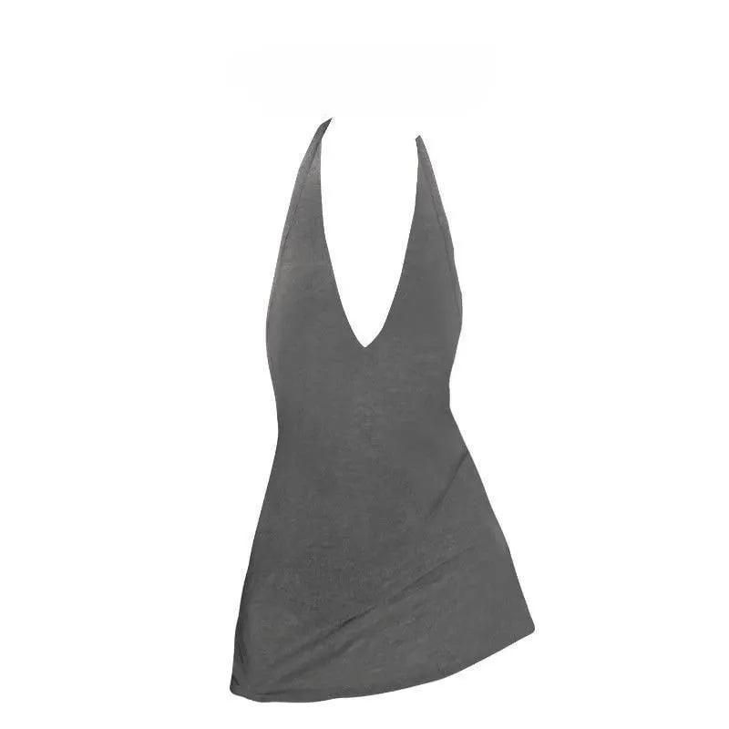 Sexy Hot Girl V-neck Knitted Halter Top for Women in Summer New Style for Outerwear Backless White Sports Slim Fit Top Trendy — image 8