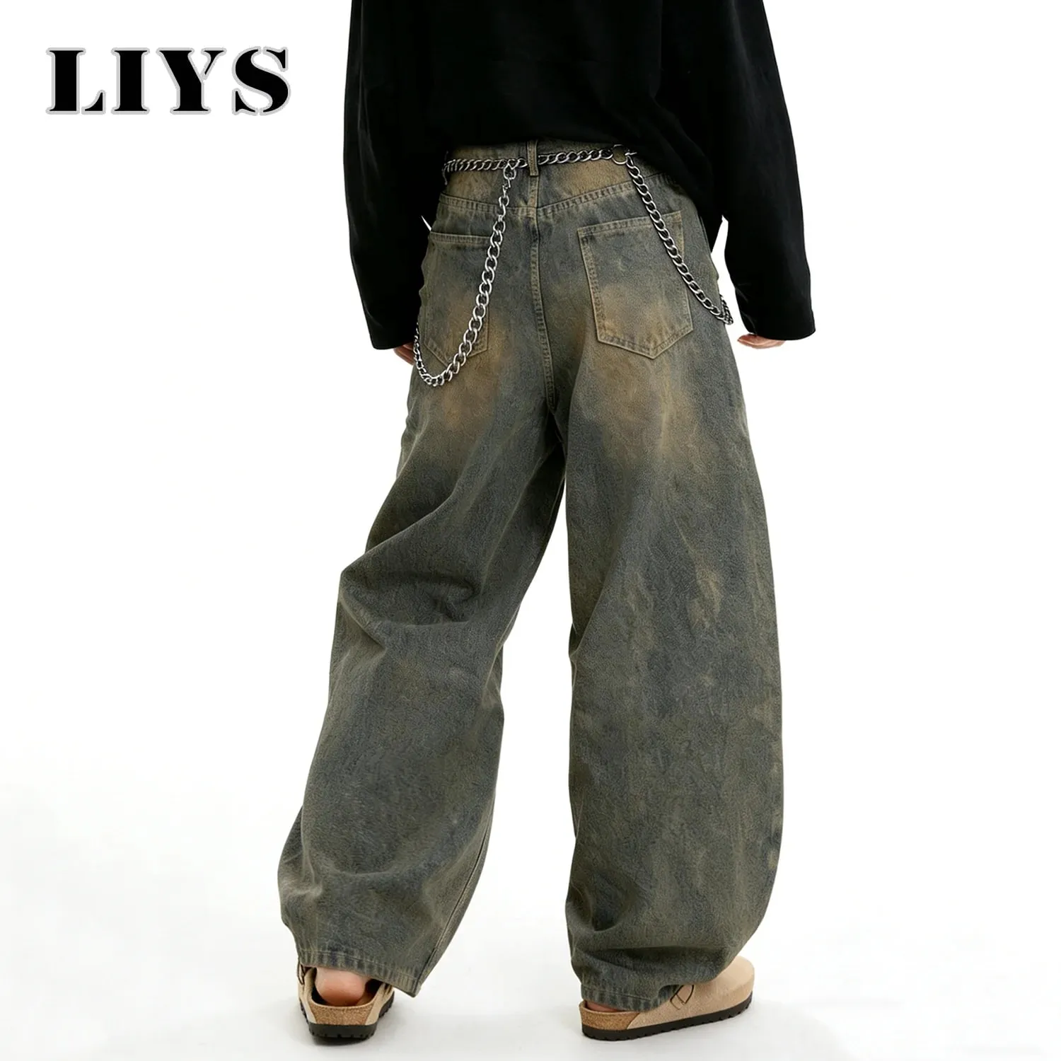 American Retro Baggy Wide Leg Jeans Men's Streetwear Distressed Y2K Clothing Casual Daily Four Seasons Denim Pants Unisex — image 2