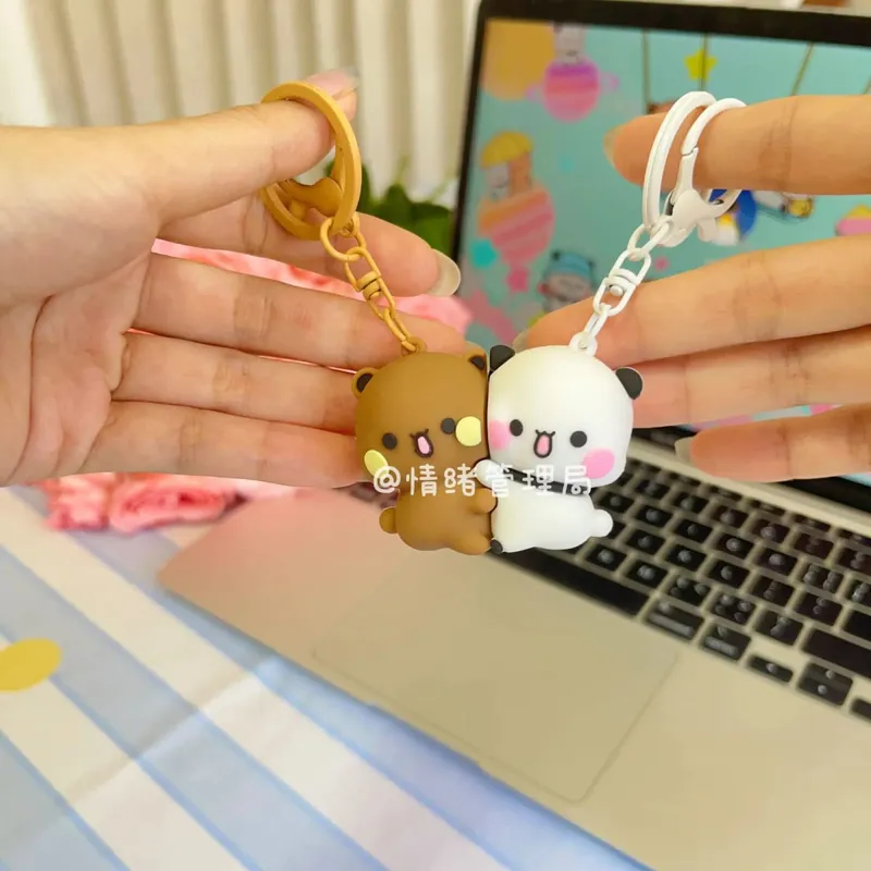 New Bubu Dudu Magnetic Hug Keychain Cute Cartoon Panda Ornament Keychain Backpack Accessories Couple Christmas Gift — image 9