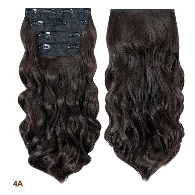 4 Pieces Set Clip In Hair Extensions Highlight Wavy Curly Long Synthetic Hairpieces For Women 22 Inch 180g Hair Clips Hair — image 10