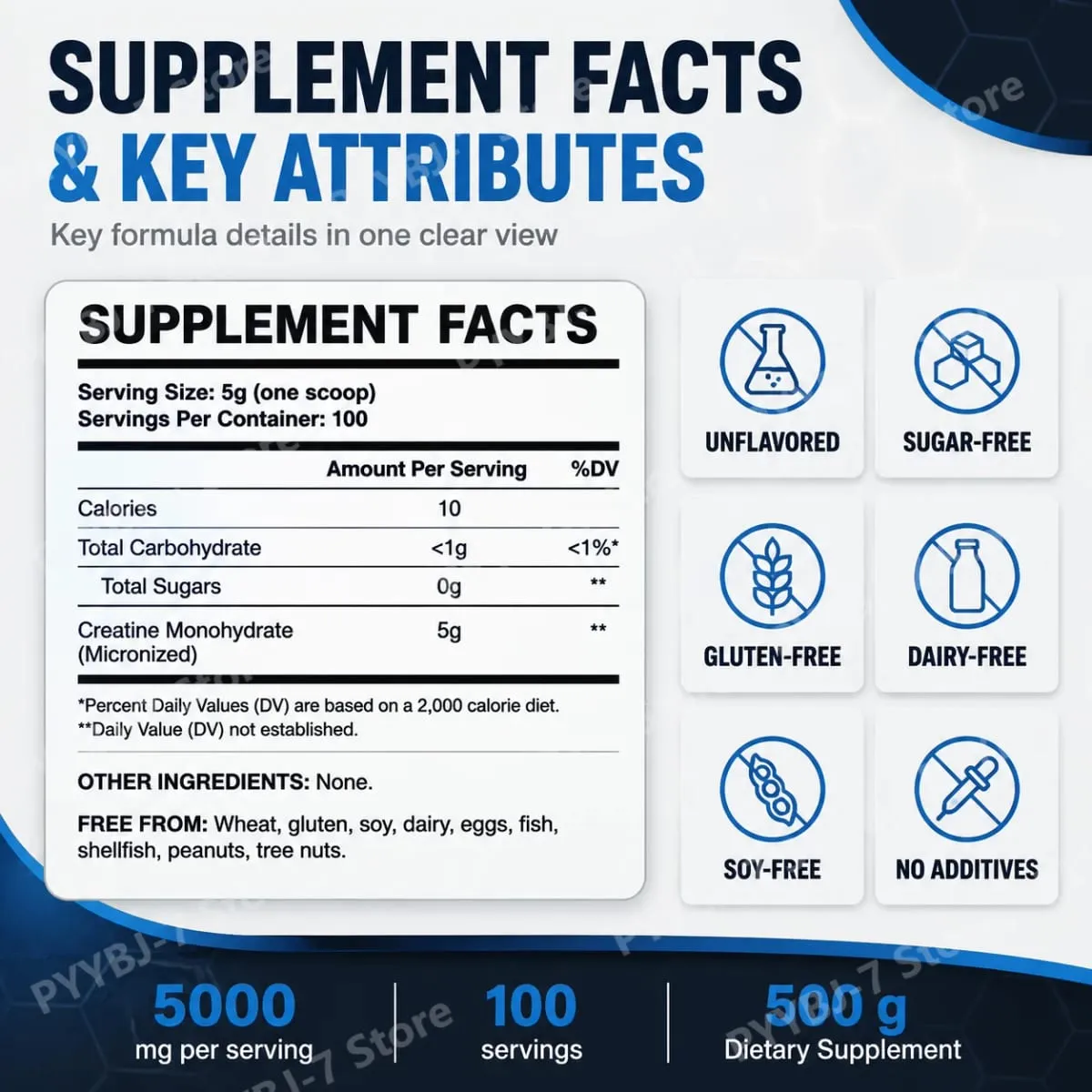 Pure Micronized Creatine Monohydrate Powder 5000mg Per Serving Sports Exercise Performance Support Supplement 100 Servings — image 3
