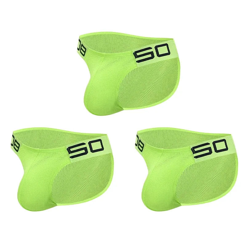 Cuecas masculinas de mistura de nylon, cuecas respiráveis com letras de chifre em relevo, cintura elástica larga, cor fluorescente, roupa íntima sexy — image 34