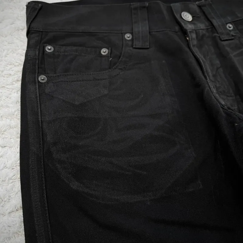 Vintage X Ray Waxing Tribal Embroidery Men's Flared Jeans Gothic High Street Unisex Punk Slim Fit Jeans Y2K Baggy Flared Jeans
