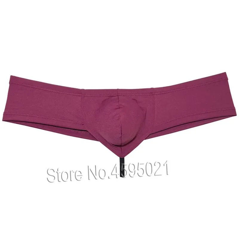 Men's Sexy Low Rise Mini Briefs Panties Solid String Crotch Brazilian Bikini Underwear Solid Enhance Pouch Boxer Briefs for Men