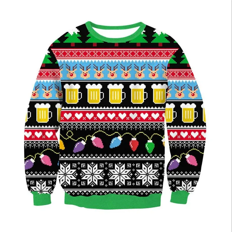 Festival Christmas Pattern Sweatshirts For Men Humping Reindeer 3D Printed Pullover Holiday Party O-Neck Hoodies Long Sleeves — image 18