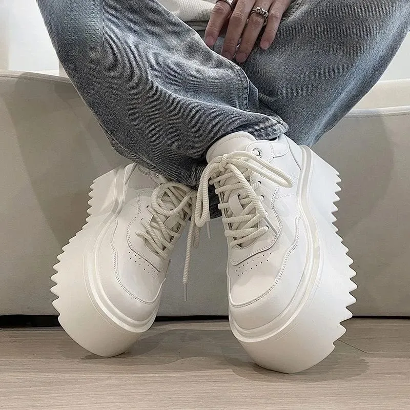 2026 Fashion Chunky Sneakers Men Non-Slip Casual Sports Shoes Loafers Wear-resistant All-match Thick Bottom White Shoes for Men — image 4